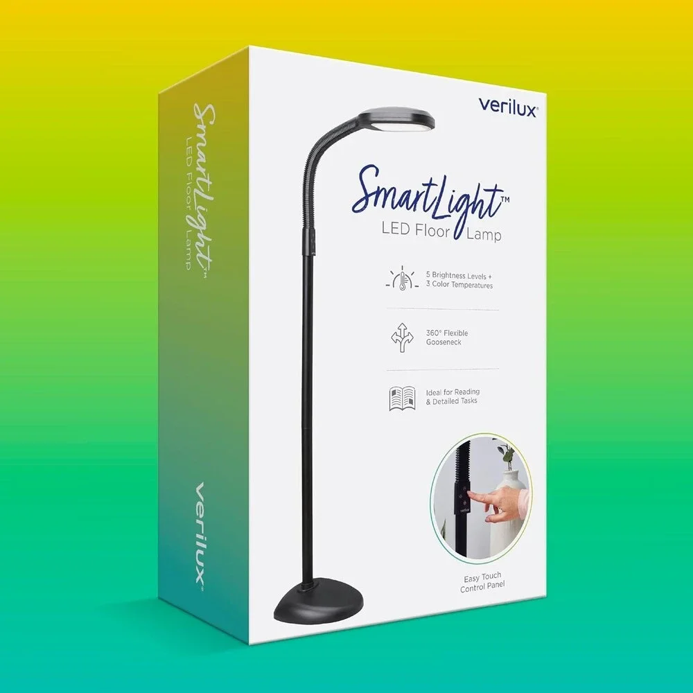 Verilux SmartLight Full Spectrum LED Modern Floor Lamp with Adjustable Brightnes
